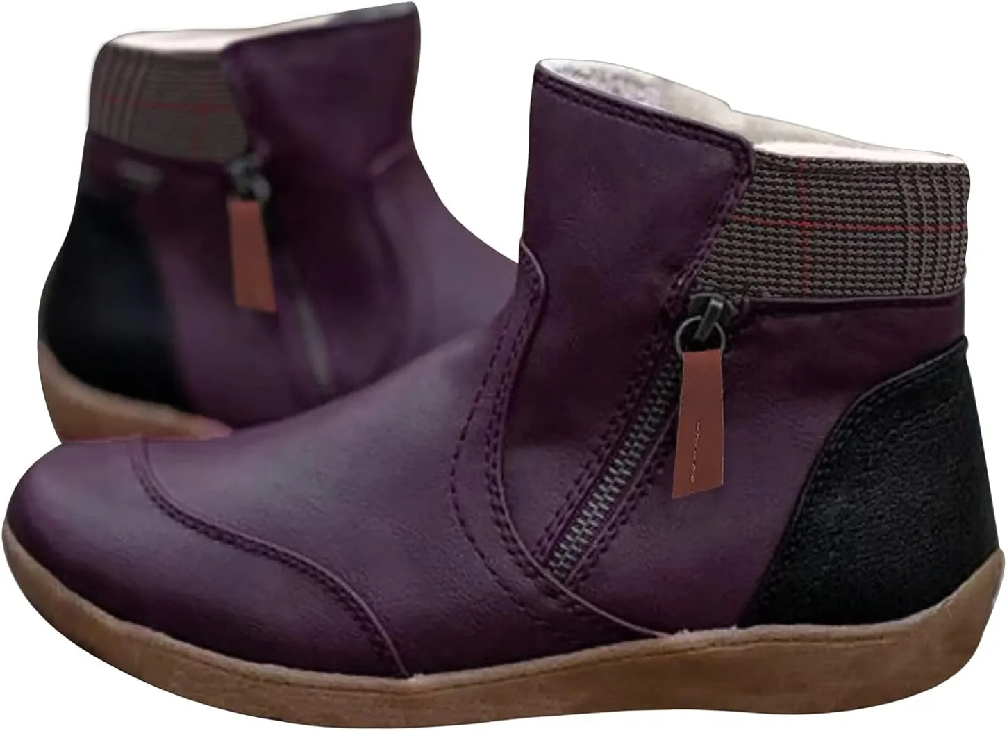 Snow Boots for Women Waterproof Leather Winter Boots Non Slip Fur Lined Booties Lightweight Slip on Ankle Boots Outdoor Sneakers Winter Shoes