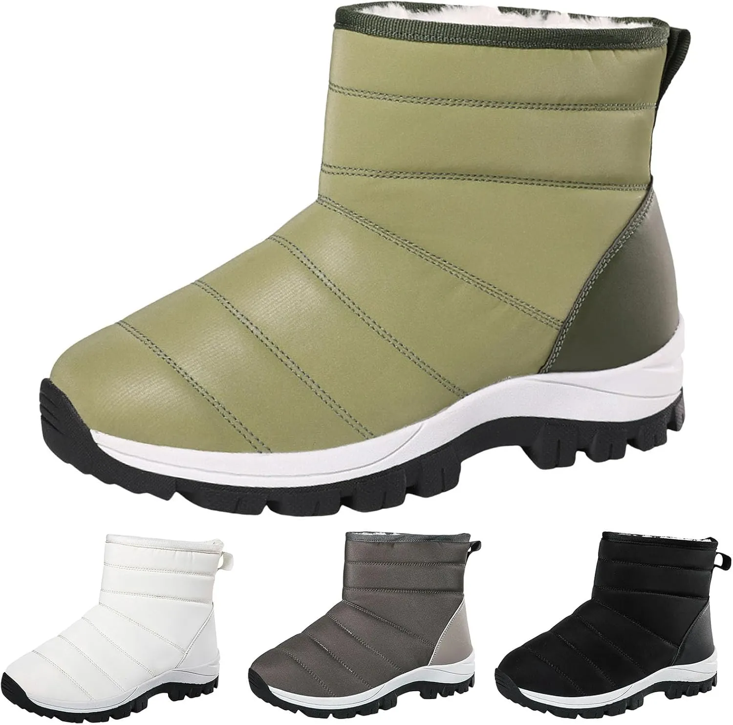 Snow Boots for Women Waterproof Winter Boots Non Slip Fuzzy Fur Booties Casual Slip on Ankle Boots Outdoor Sneakers Winter Shoes