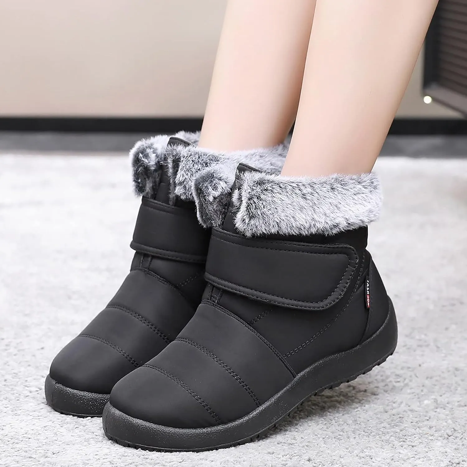 Snow Boots for Women Waterproof Winter Boots Non Slip Warm Fur Booties Winter Warm Outdoor Ankle Boots Comfortable Winter Shoes Trekking Shoes