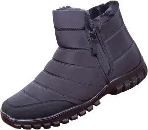 Snow Shoes For Men Plush Lined Non-Slip Winter Walking Shoes For Men Slip On Hiking Boots Women aterproof