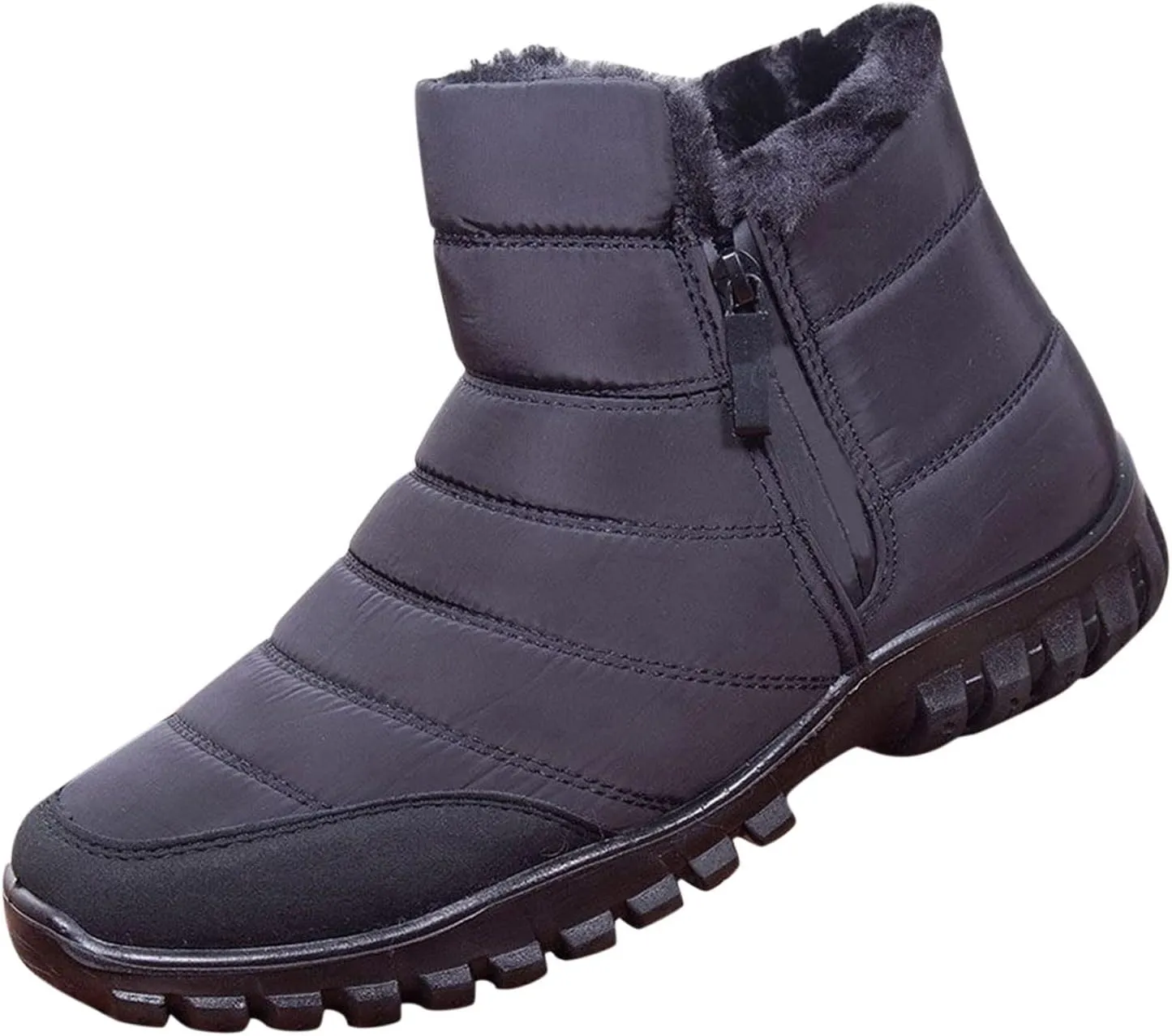 Snow Shoes For Men Plush Lined Non-Slip Winter Walking Shoes For Men Slip On Hiking Boots Women aterproof