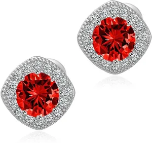 Stud Earrings for Women Fashion Cubic Zirconia Halo Earrings for Women Men