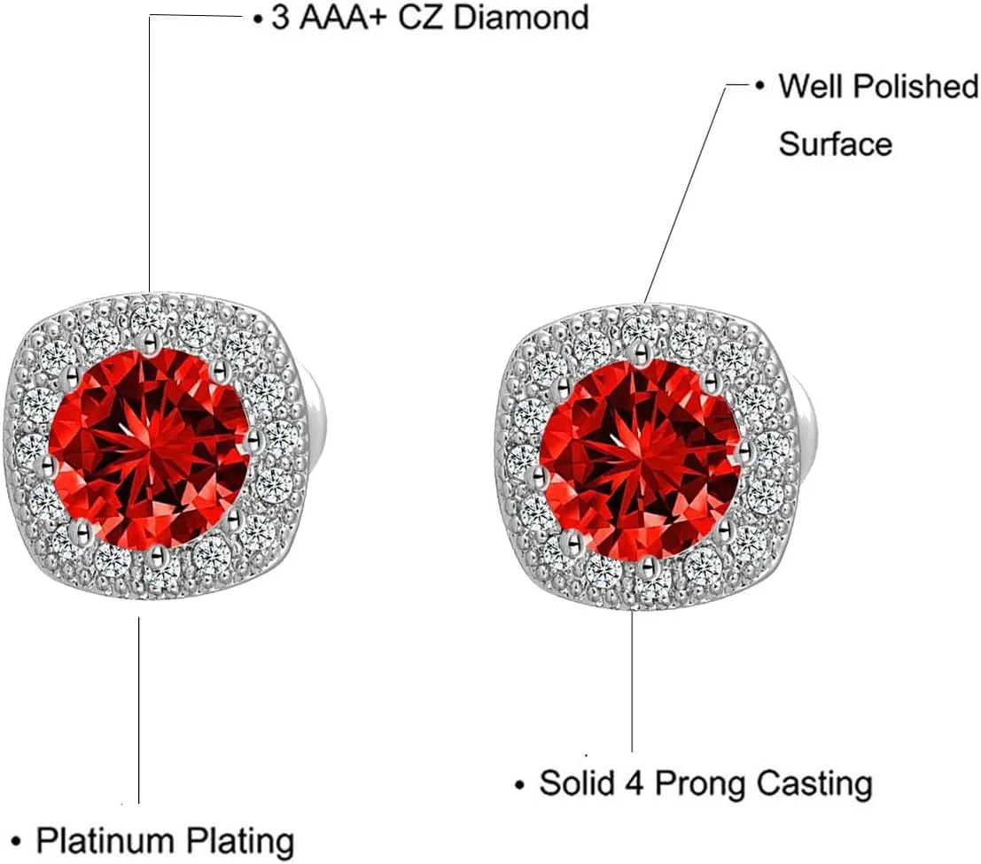 Stud Earrings for Women Fashion Cubic Zirconia Halo Earrings for Women Men
