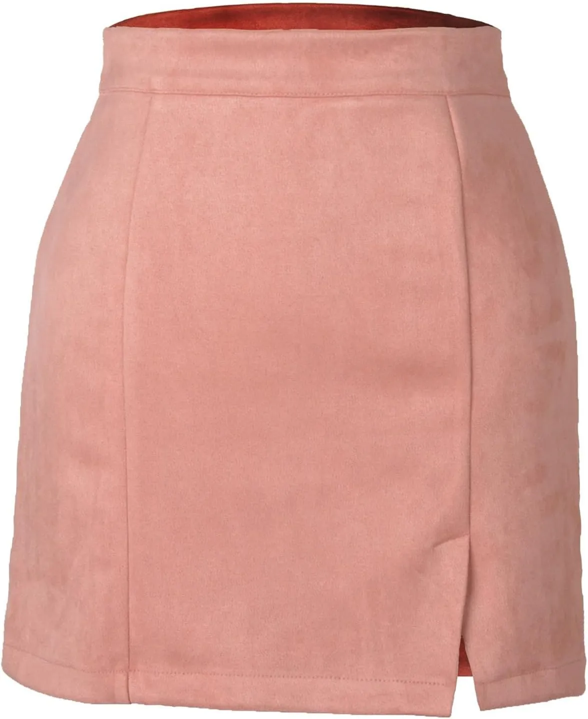 Suede Skirts for Women Side Split Mini Skirt Elastic High Waisted Work Office Business Bodycon Pencil Short Skirt