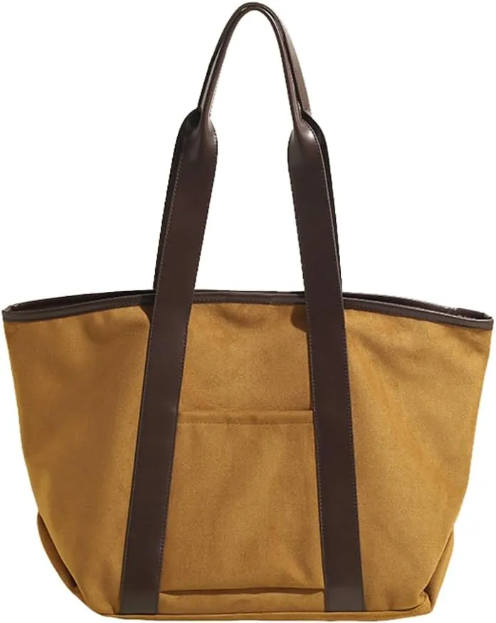 Suede Tote Bag Women Slouchy Shoulder Bag Vintage Hobo Bags Crossbody Purses Satchel Colleage Travel Tote Hnadbag