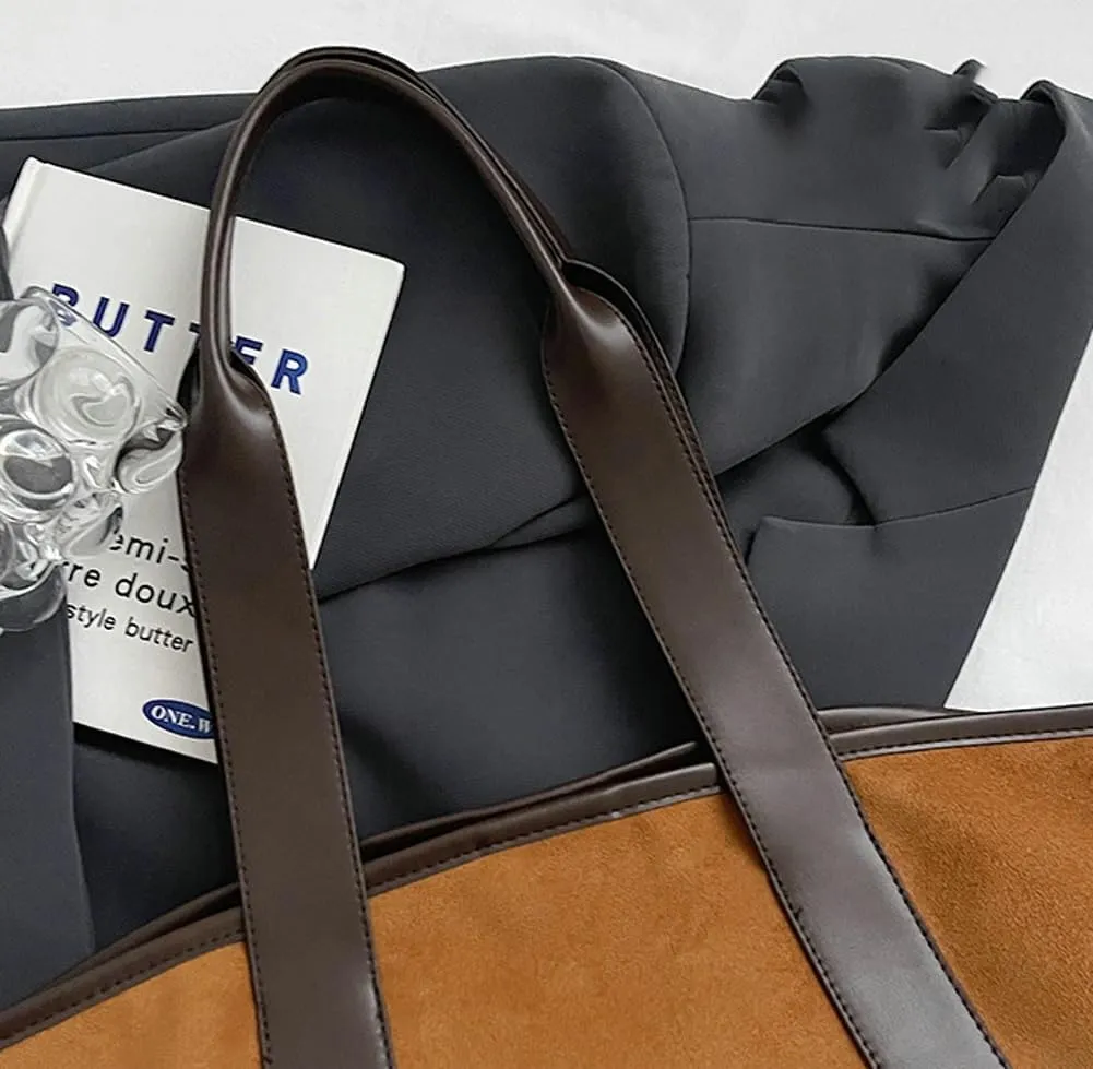 Suede Tote Bag Women Slouchy Shoulder Bag Vintage Hobo Bags Crossbody Purses Satchel Colleage Travel Tote Hnadbag