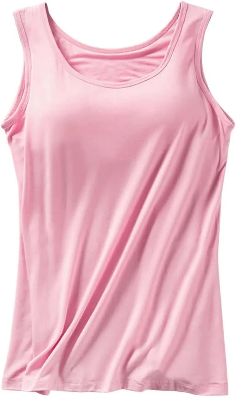 Tank Top with Built in Bra Camisoles for Women for Under Clothes Spaghetti Strap Cami 2025 Summer Clothes