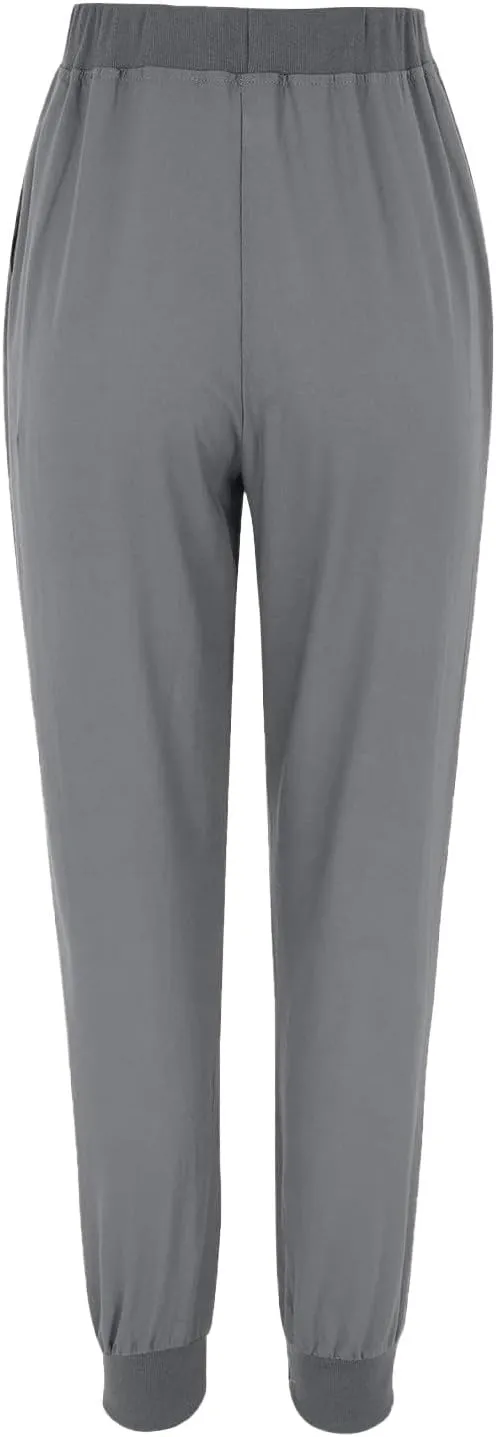 Tapered Pants for Womens Casual High Waisted Elastic Drawstring Pants Loose Fit Solid Color Comfy Trousers with Pockets