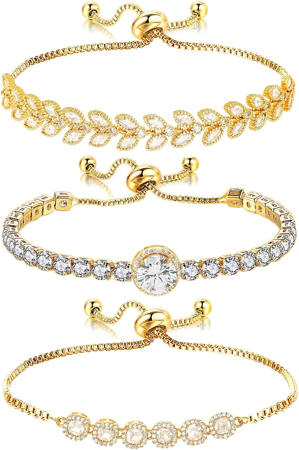 Tennis Bracelet for Women Cubic Zirconia Bracelets Adjustable Slider Bracelets