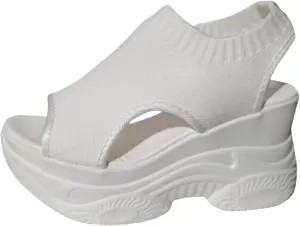 Thick Soled Sandals For Women Summer Mesh Breathable Fish Mouth Sloping Heel Sandals For Sports