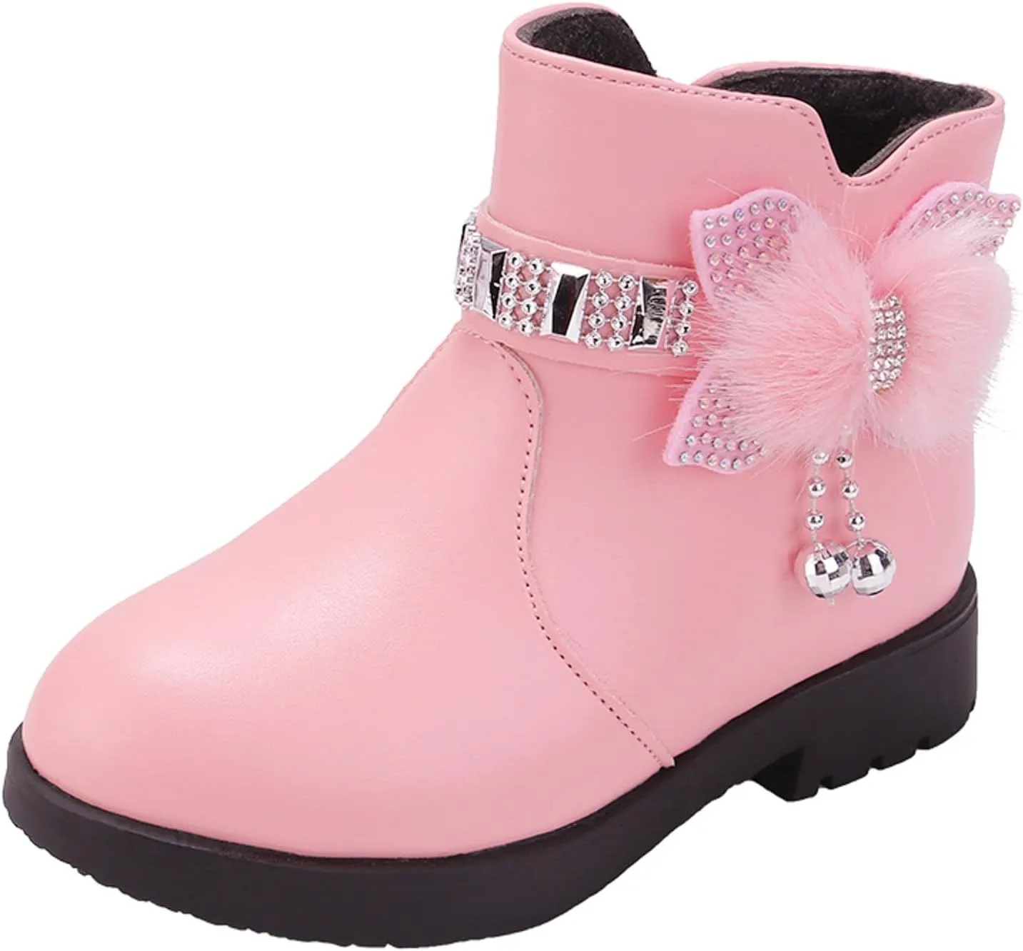Toddler/Little Kid/Big Kid Girls Ankle Boots PU Leather Warm Hiking Snow Boots Cute Dress Booties