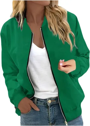 TWGONE Bomber Jacket Women Casual Floral Printed Zip Up Coat Trendy Stand Collar Jackets Lightweight Outerwear Tops