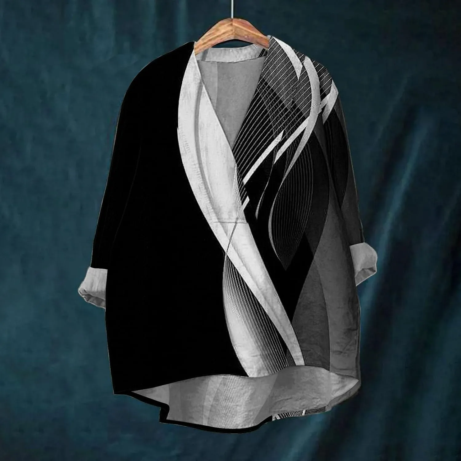 V Neck Cotton Linen Shirts Women Gradient Tie Dye Long Sleeve Ombre Tee Summer Casual Yoga Beach Vacation Blouses