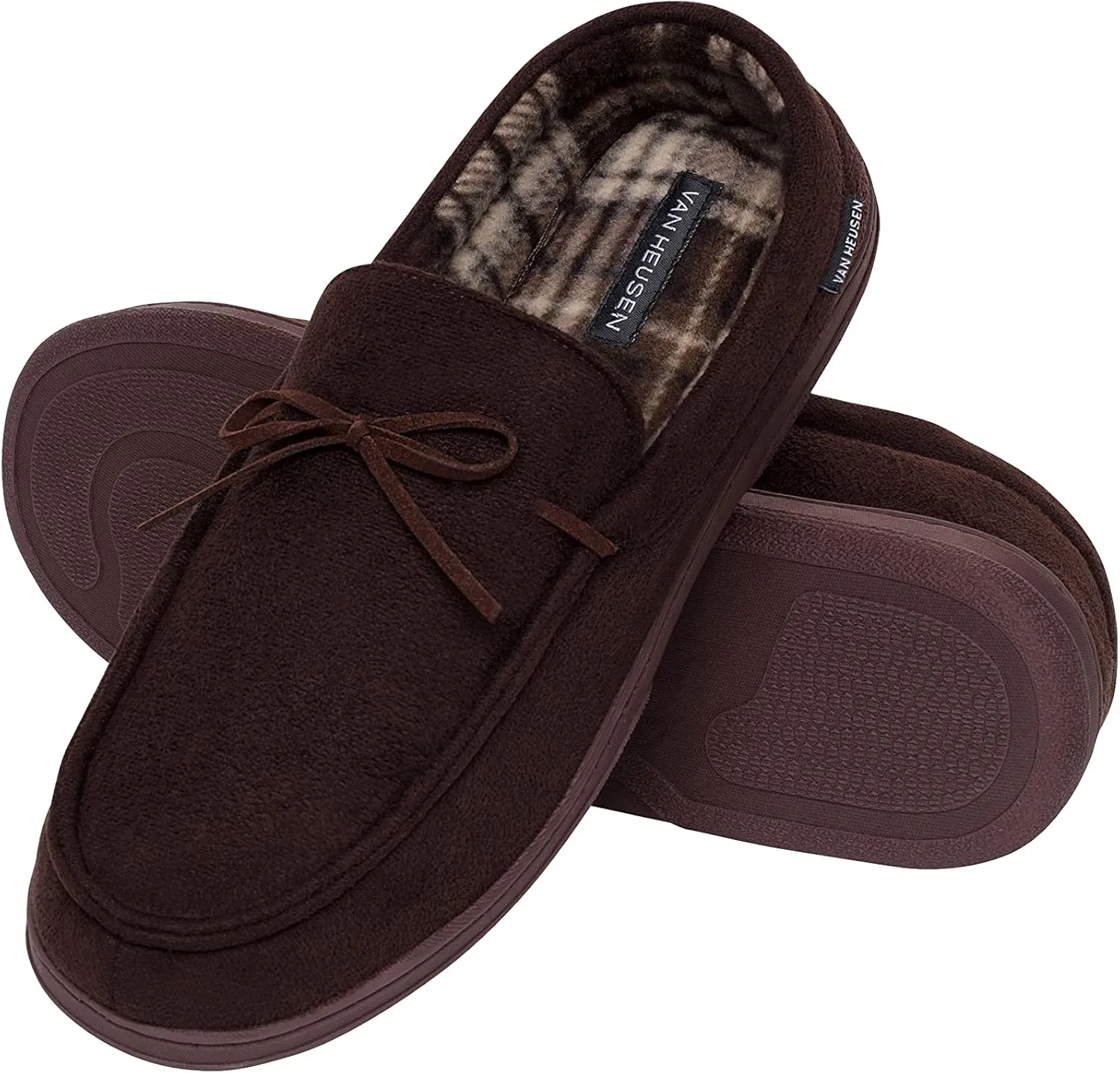 Van Heusen Men's Slippers Comfy Slip-On Micro Suede House with SoftFlannel Lining