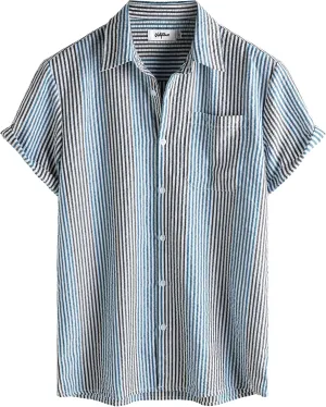 VATPAVE Mens Casual Striped Shirts Short Sleeve Button Down Summer Shirts Regular Fit Beach Shirts with Pocket