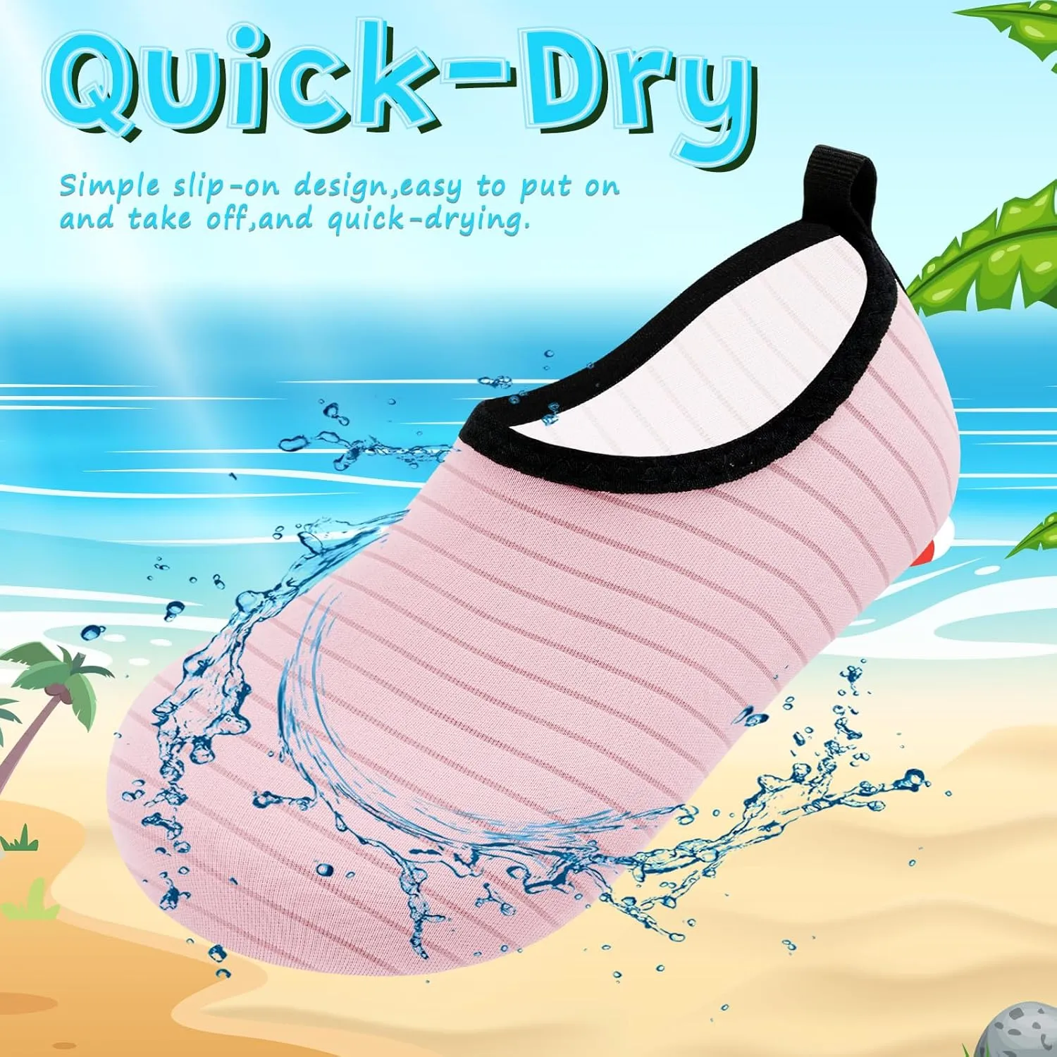 VIFUUR Kids Water Shoes Girls Boys Quick Dry Aqua Socks for Beach Swim Outdoor Sports