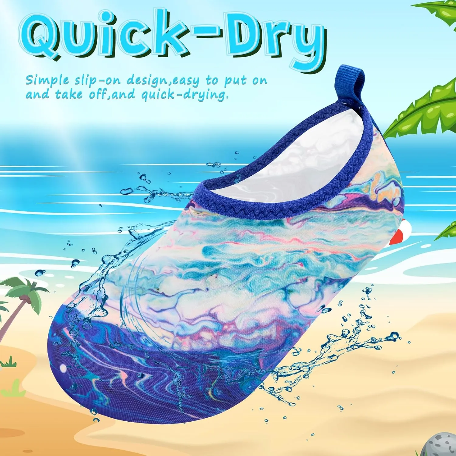 VIFUUR Kids Water Shoes Girls Boys Quick Dry Aqua Socks for Beach Swim Outdoor Sports