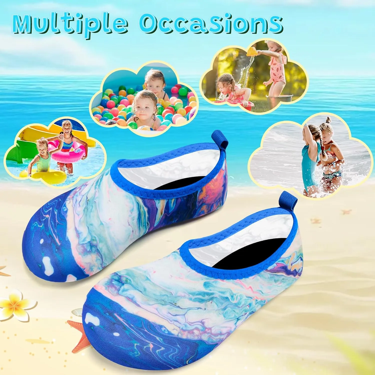 VIFUUR Kids Water Shoes Girls Boys Quick Dry Aqua Socks for Beach Swim Outdoor Sports