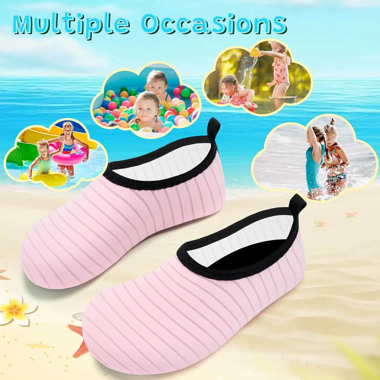 VIFUUR Kids Water Shoes Girls Boys Quick Dry Aqua Socks for Beach Swim Outdoor Sports