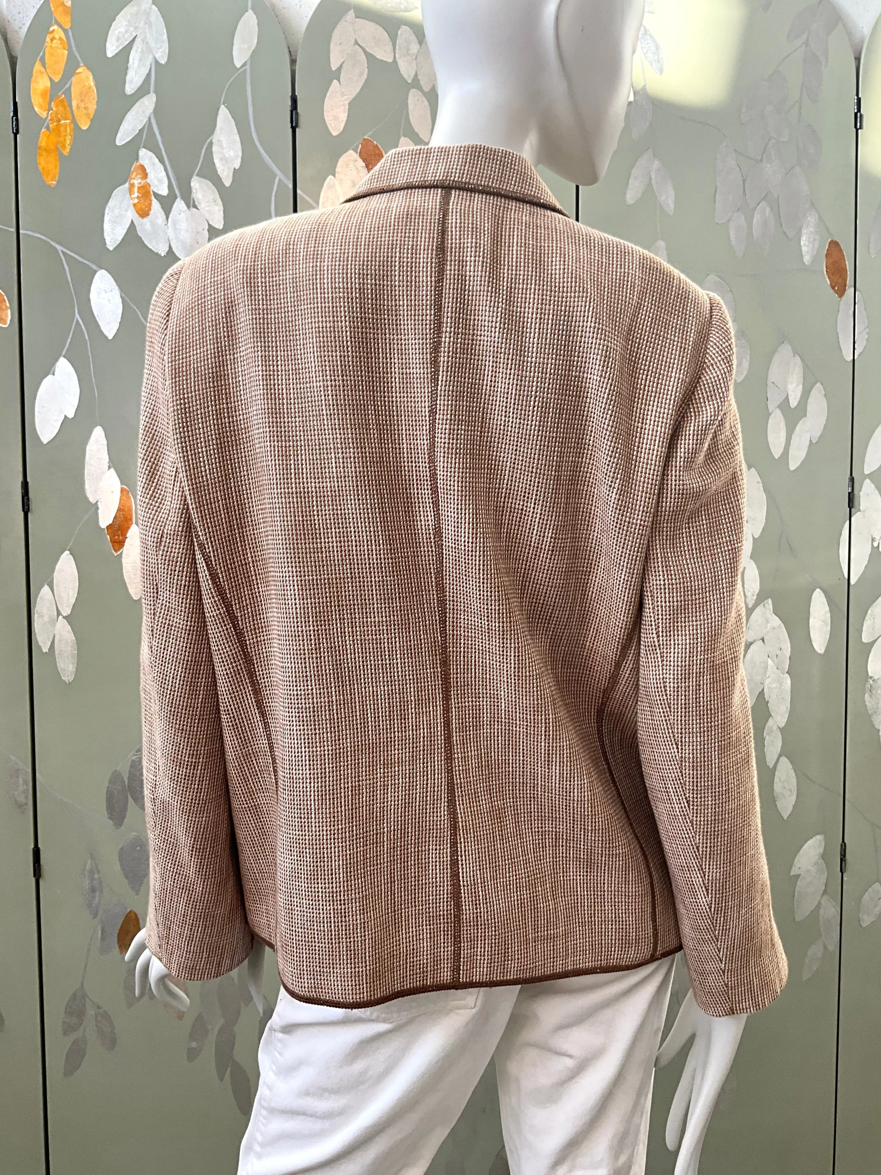 Vintage 1990s Brown Cotton Blazer, Large