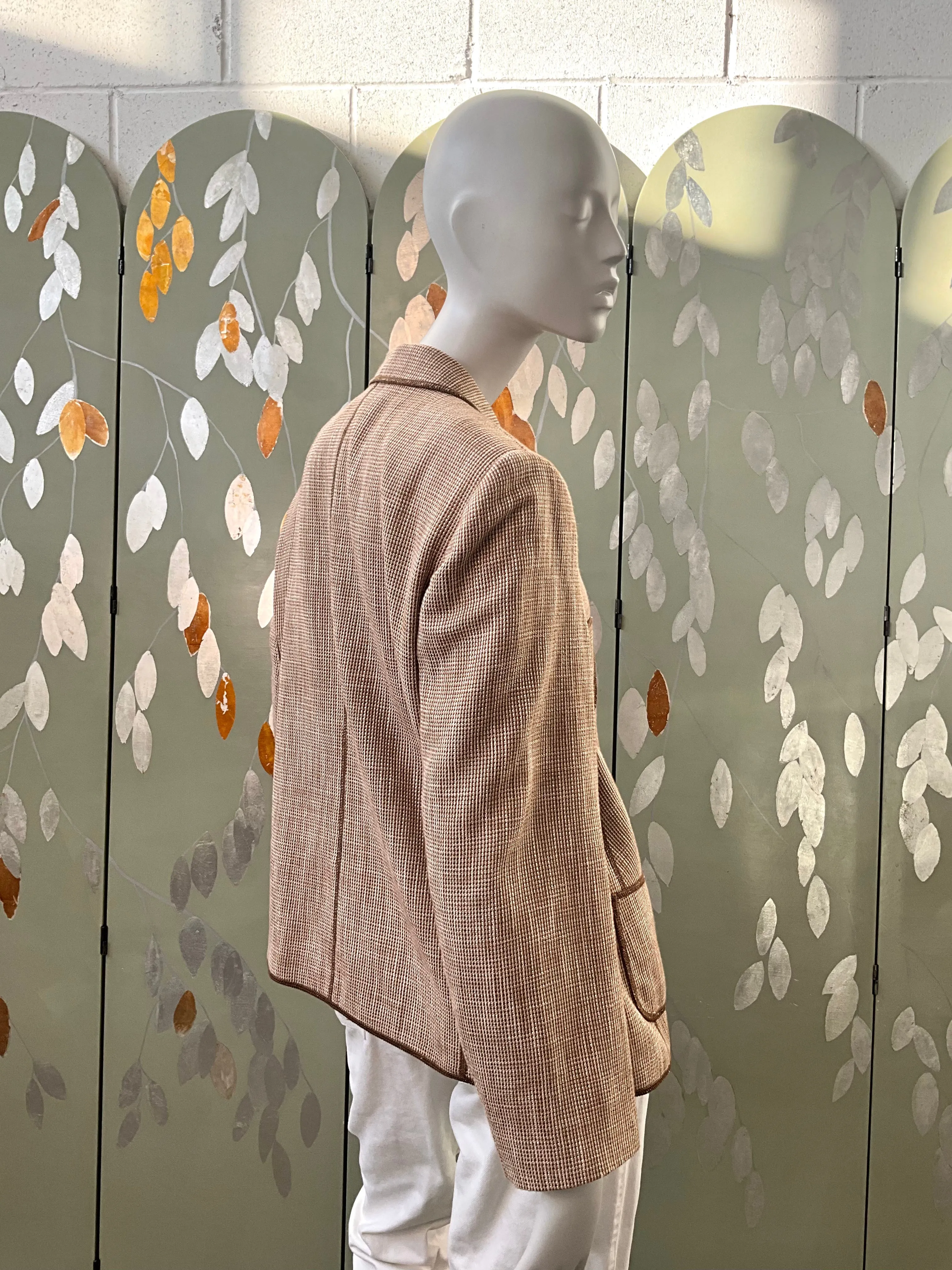 Vintage 1990s Brown Cotton Blazer, Large