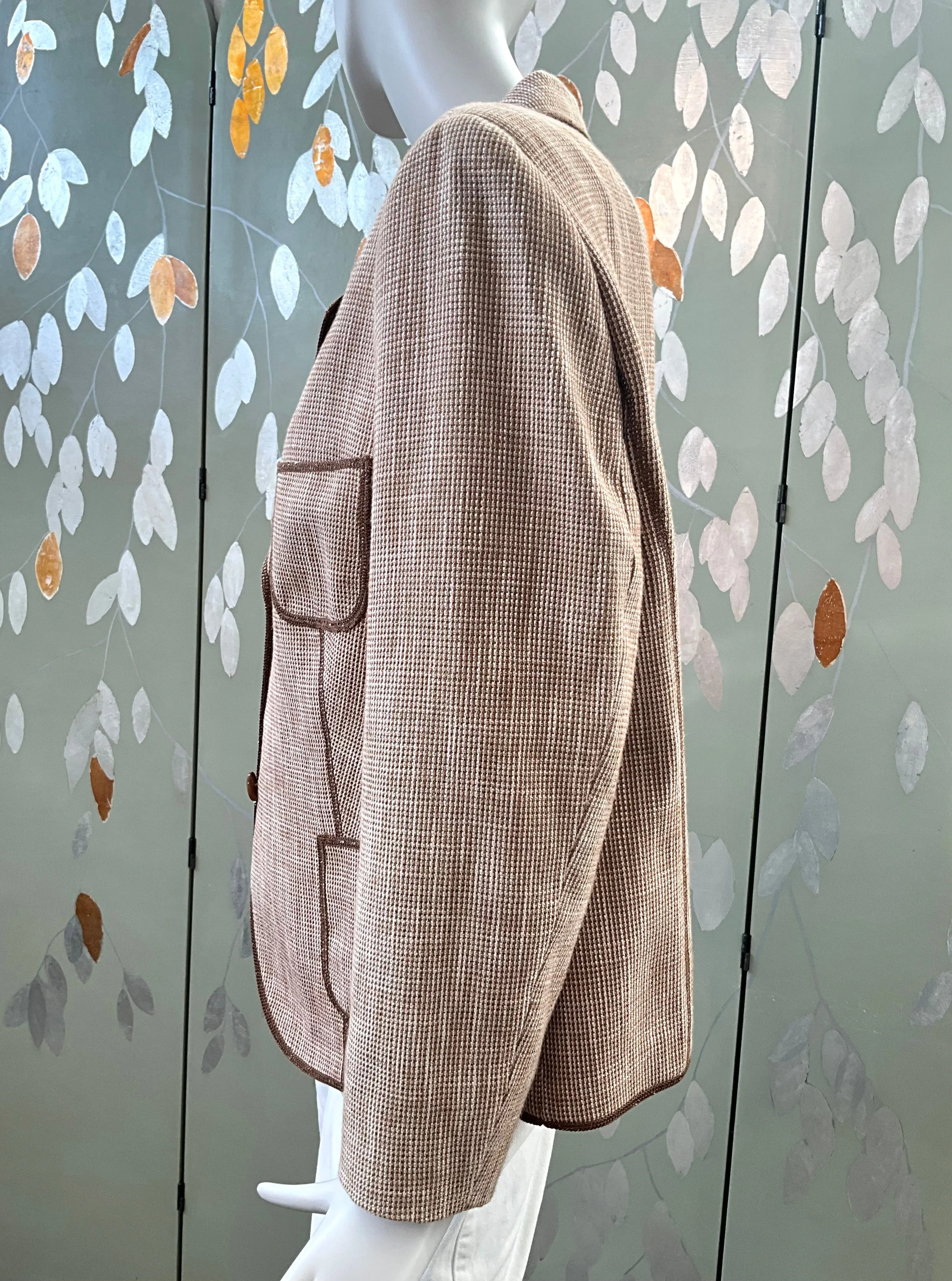 Vintage 1990s Brown Cotton Blazer, Large