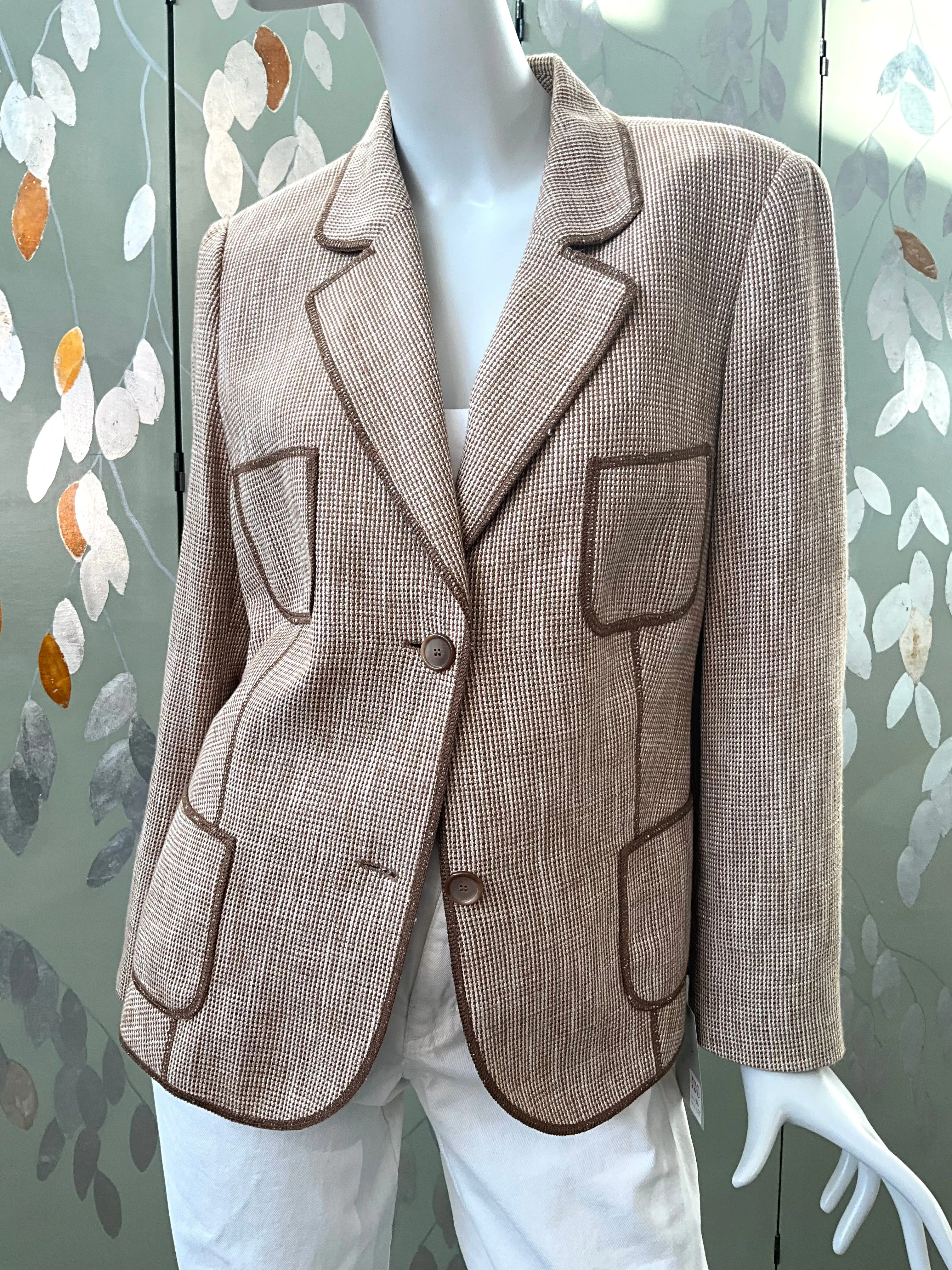 Vintage 1990s Brown Cotton Blazer, Large