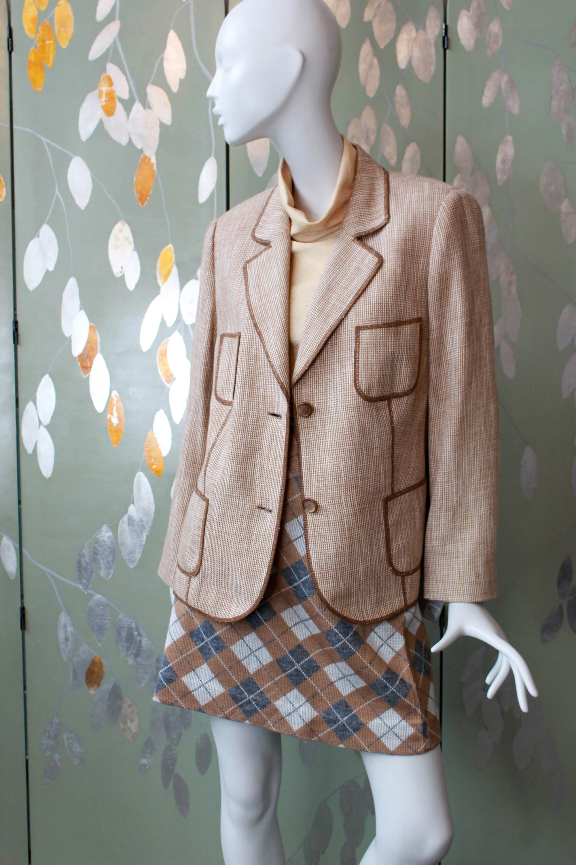 Vintage 1990s Brown Cotton Blazer, Large