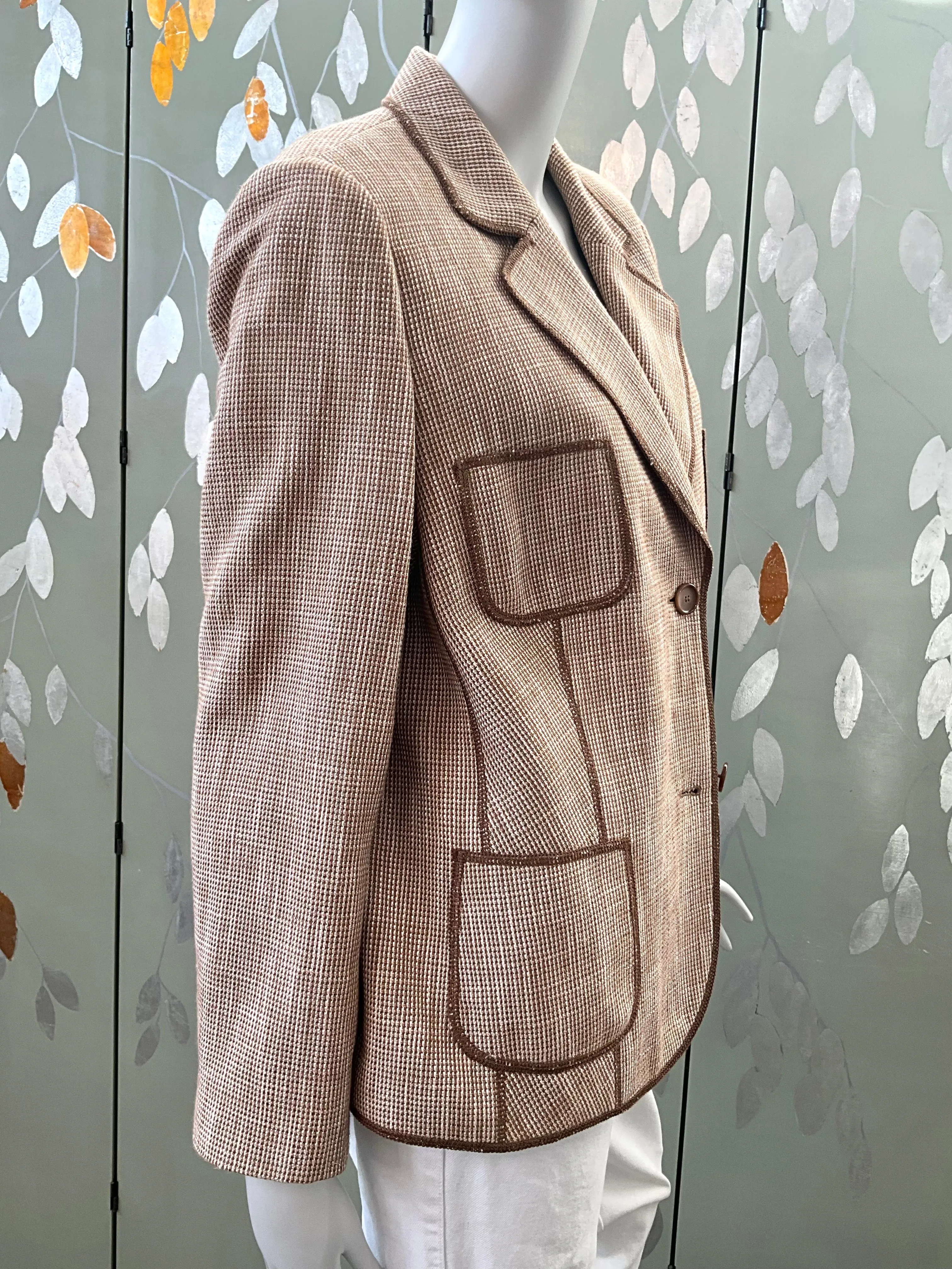 Vintage 1990s Brown Cotton Blazer, Large