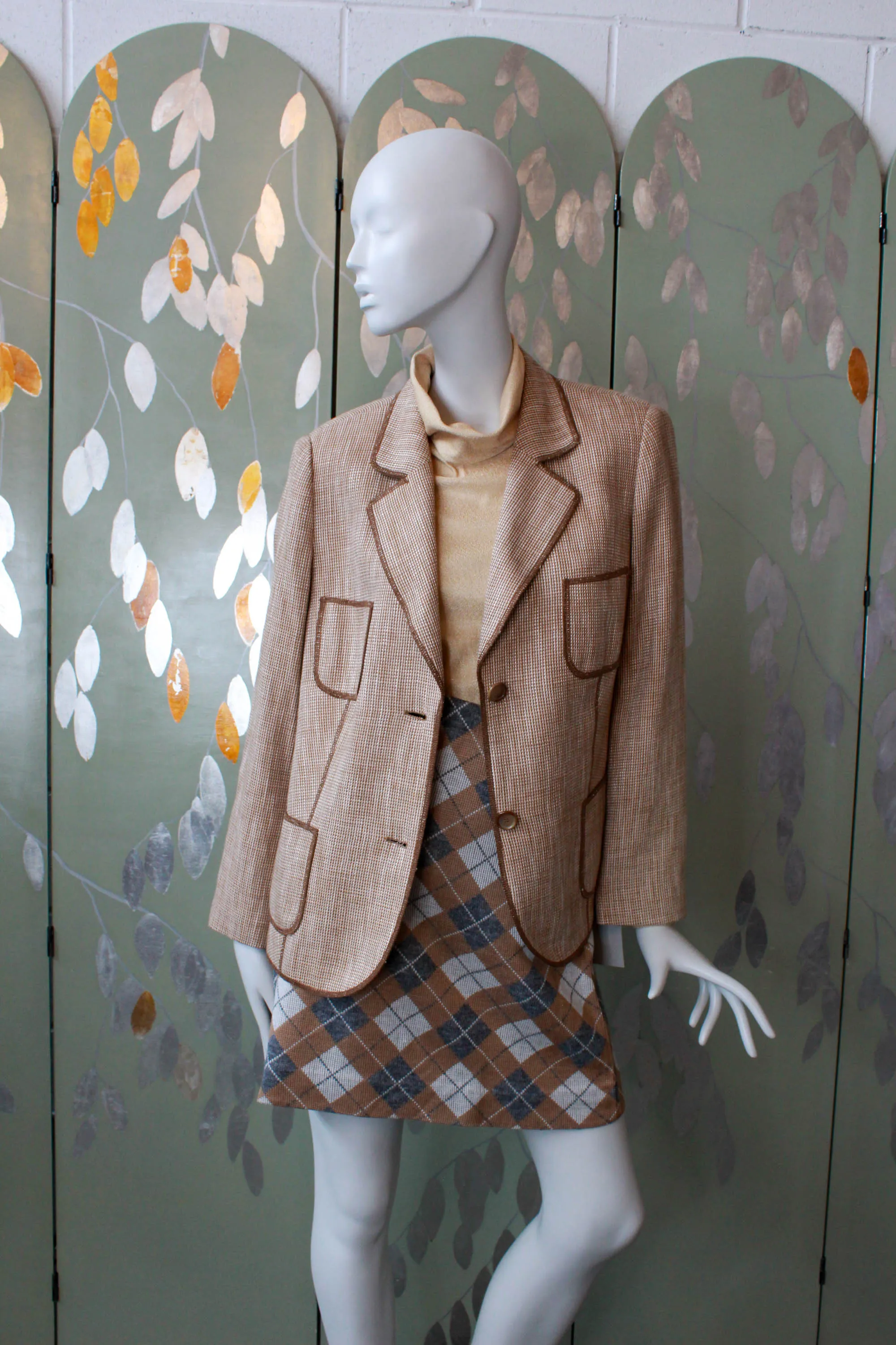 Vintage 1990s Brown Cotton Blazer, Large