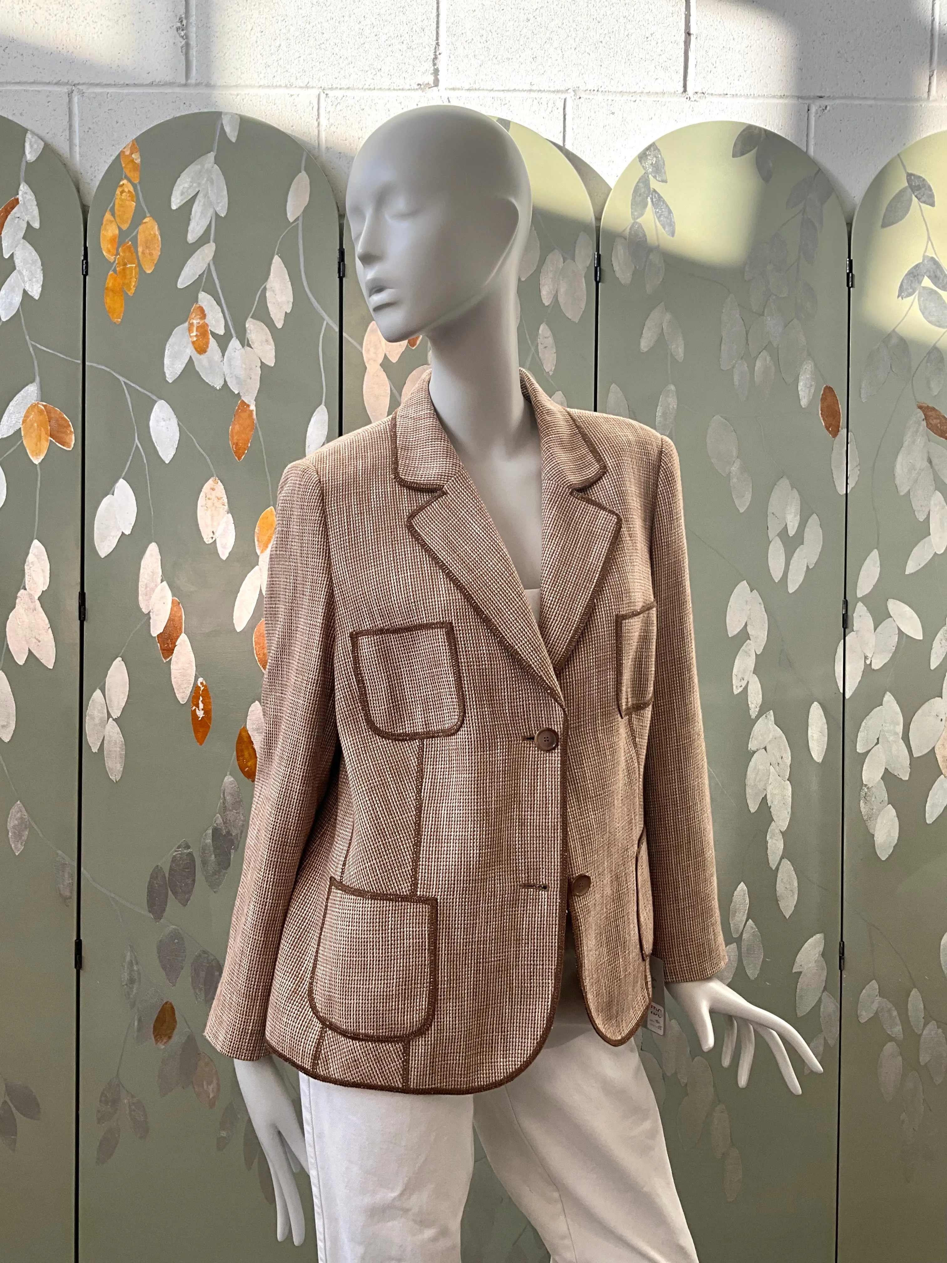 Vintage 1990s Brown Cotton Blazer, Large