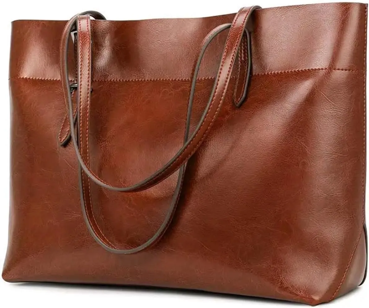 Vintage Genuine Leather Tote Shoulder Women Satchel Handbag With Top Handles Shoulder Bags For Women Oil Leather Tote