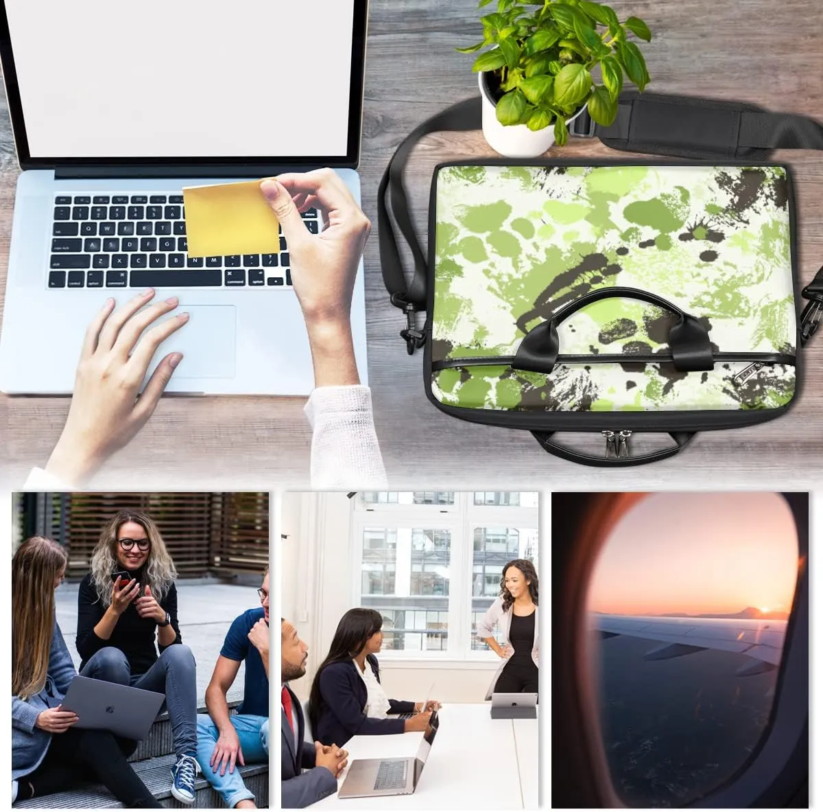 Vintage Gold Letter Laptop Shoulder Messenger Bag Waterproof Laptop Briefcase with Handle and Padded Strap Case Sleeve