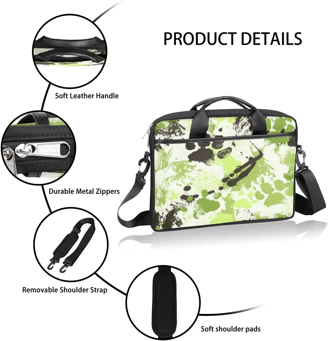 Vintage Gold Letter Laptop Shoulder Messenger Bag Waterproof Laptop Briefcase with Handle and Padded Strap Case Sleeve