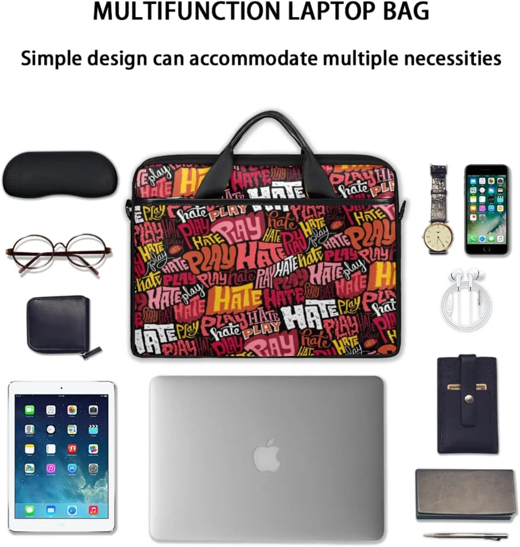 Vintage Graffiti Valentine Laptop Shoulder Messenger Bag Waterproof Laptop Briefcase with Handle and Padded Strap Case Sleeve