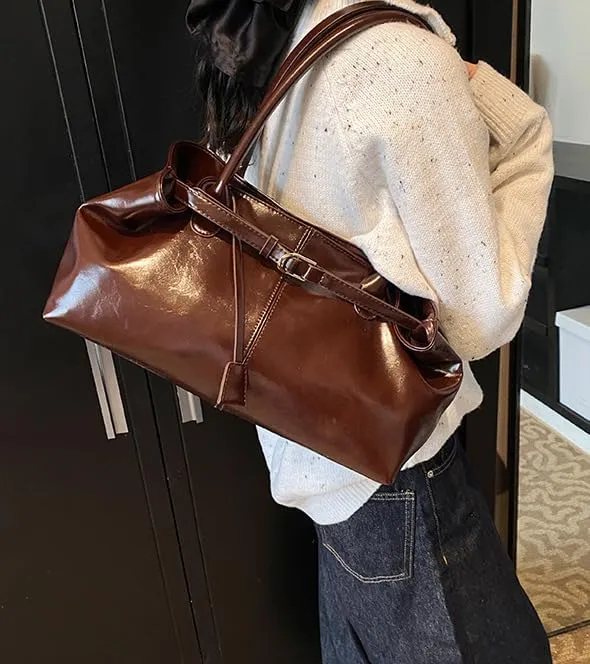 Vintage Tote Bag Large Capacity Shoulder Handbag Underarm Bag Hobo Bag Casual Satchel Purse Work Bag for Women