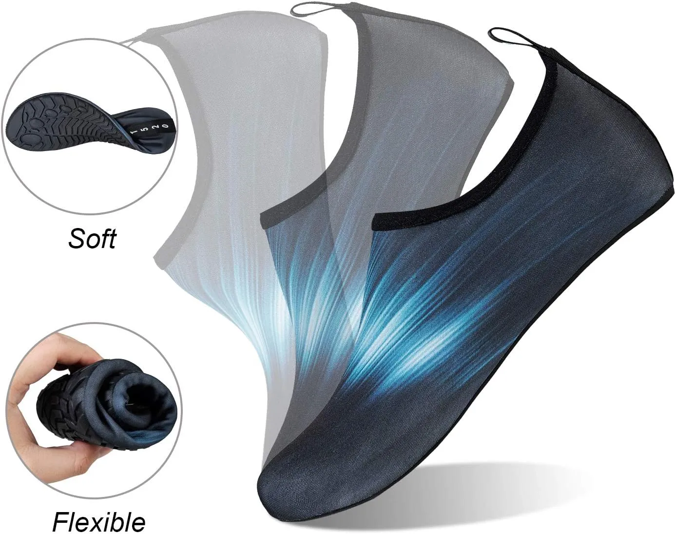 WateLves Water Shoes for Womens Mens Barefoot Quick-Dry Aqua Socks for Beach Swim Surf Yoga Exercise New Translucent Color Soles