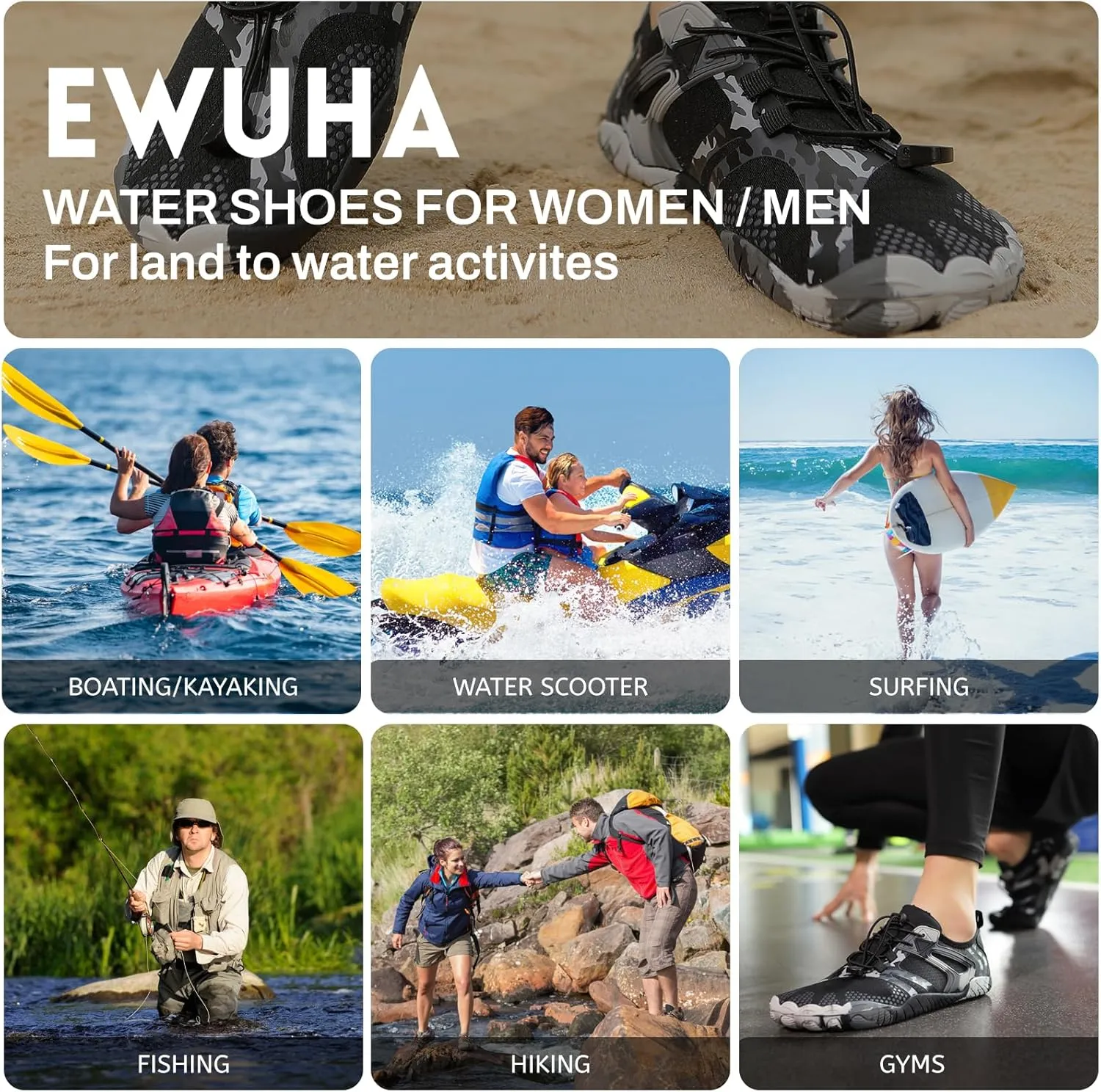 Water Shoes for Women & Men - Quick Dry Non-Slip Aqua Shoes for Beach, River, Pool & Hiking