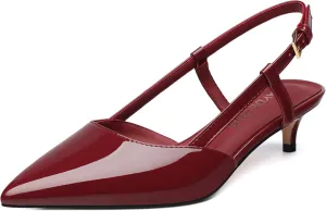 WAYDERNS Women's Kitten Heels Slingback Pumps Closed Pointed Toe Comfortable Low Heels Strap Elegant Dress Shoes for Wedding Office Prom Party 1.5 Inch