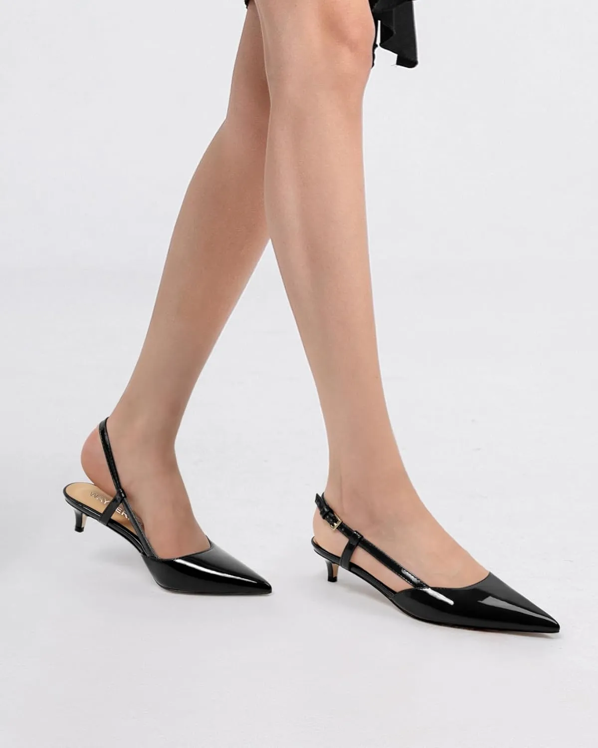 WAYDERNS Women's Kitten Heels Slingback Pumps Closed Pointed Toe Comfortable Low Heels Strap Elegant Dress Shoes for Wedding Office Prom Party 1.5 Inch