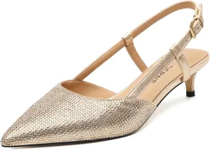 WAYDERNS Women's Kitten Heels Slingback Pumps Closed Pointed Toe Comfortable Low Heels Strap Elegant Dress Shoes for Wedding Office Prom Party 1.5 Inch