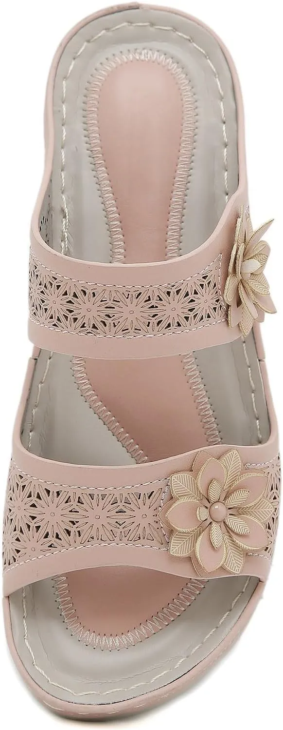 Wedding Sandals For Women Fancy Women'S Dress Shoes Adjustable Double Strap Lightweight Strappy Sandals Platform Flats