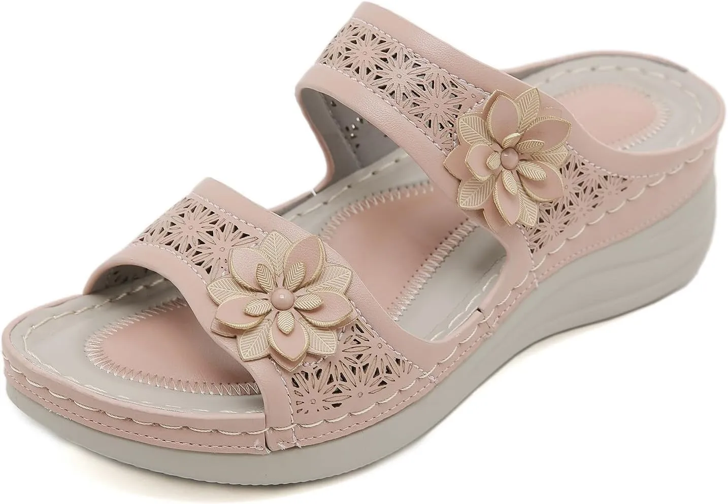 Wedding Sandals For Women Fancy Women'S Dress Shoes Adjustable Double Strap Lightweight Strappy Sandals Platform Flats