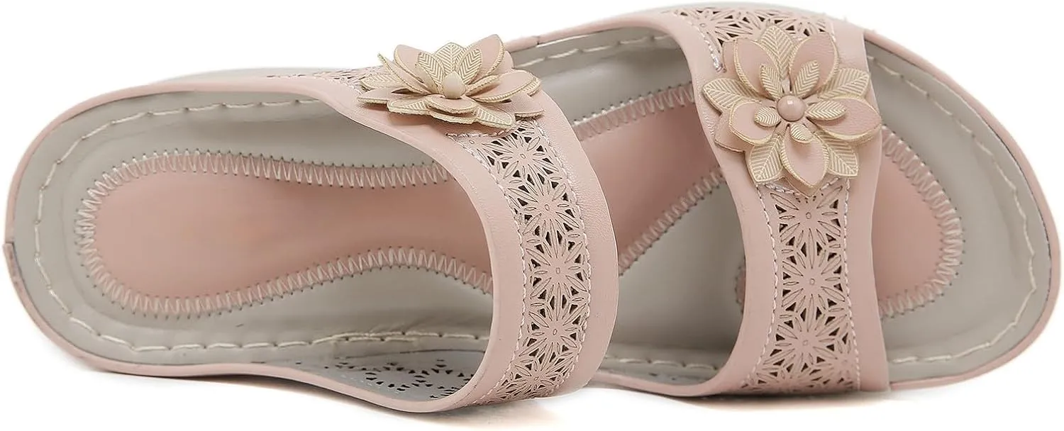 Wedding Sandals For Women Fancy Women'S Dress Shoes Adjustable Double Strap Lightweight Strappy Sandals Platform Flats