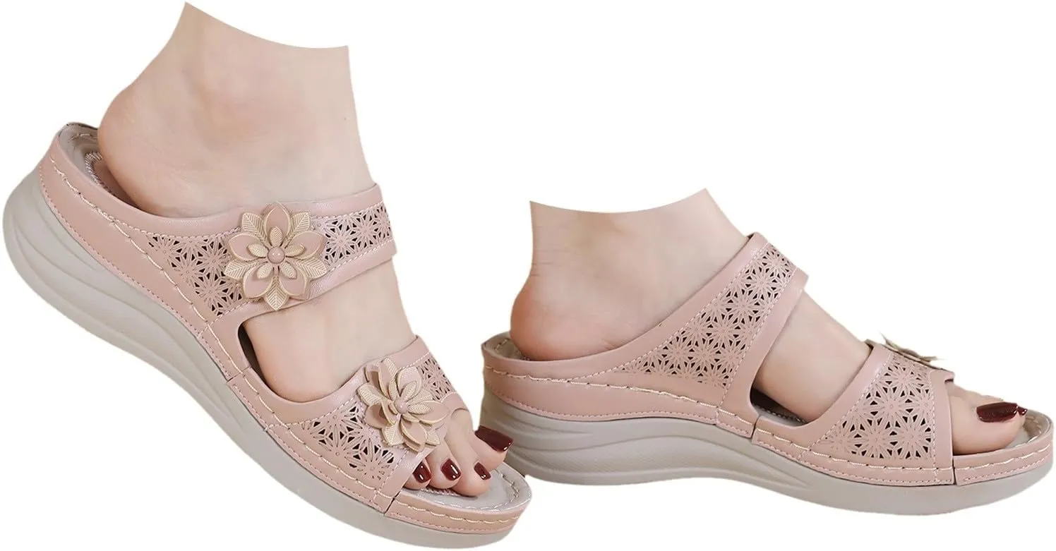 Wedding Sandals For Women Fancy Women'S Dress Shoes Adjustable Double Strap Lightweight Strappy Sandals Platform Flats