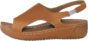 Wedge Sandals for Women Summer Dressy Open Toe Ankle Strap Orthopedic Platform Sandals Comfortable Low Wedges Sandals Shoes