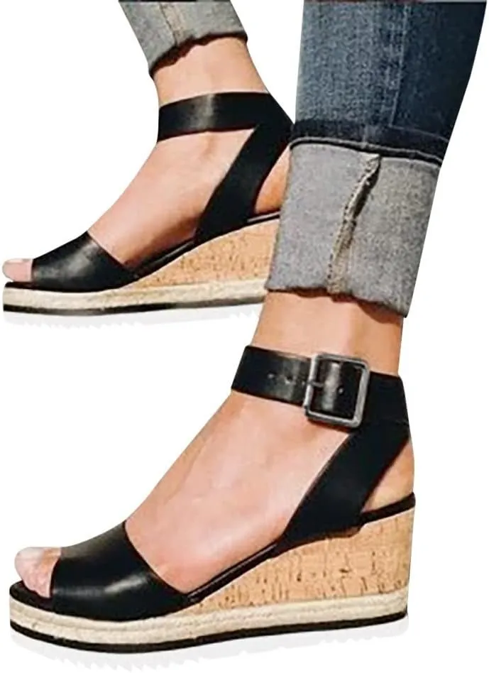 Wedge Sandals for Women Women's Platform Wedge Sandals Comfortable Beach Casual Sandal Arch Support Walking Summer