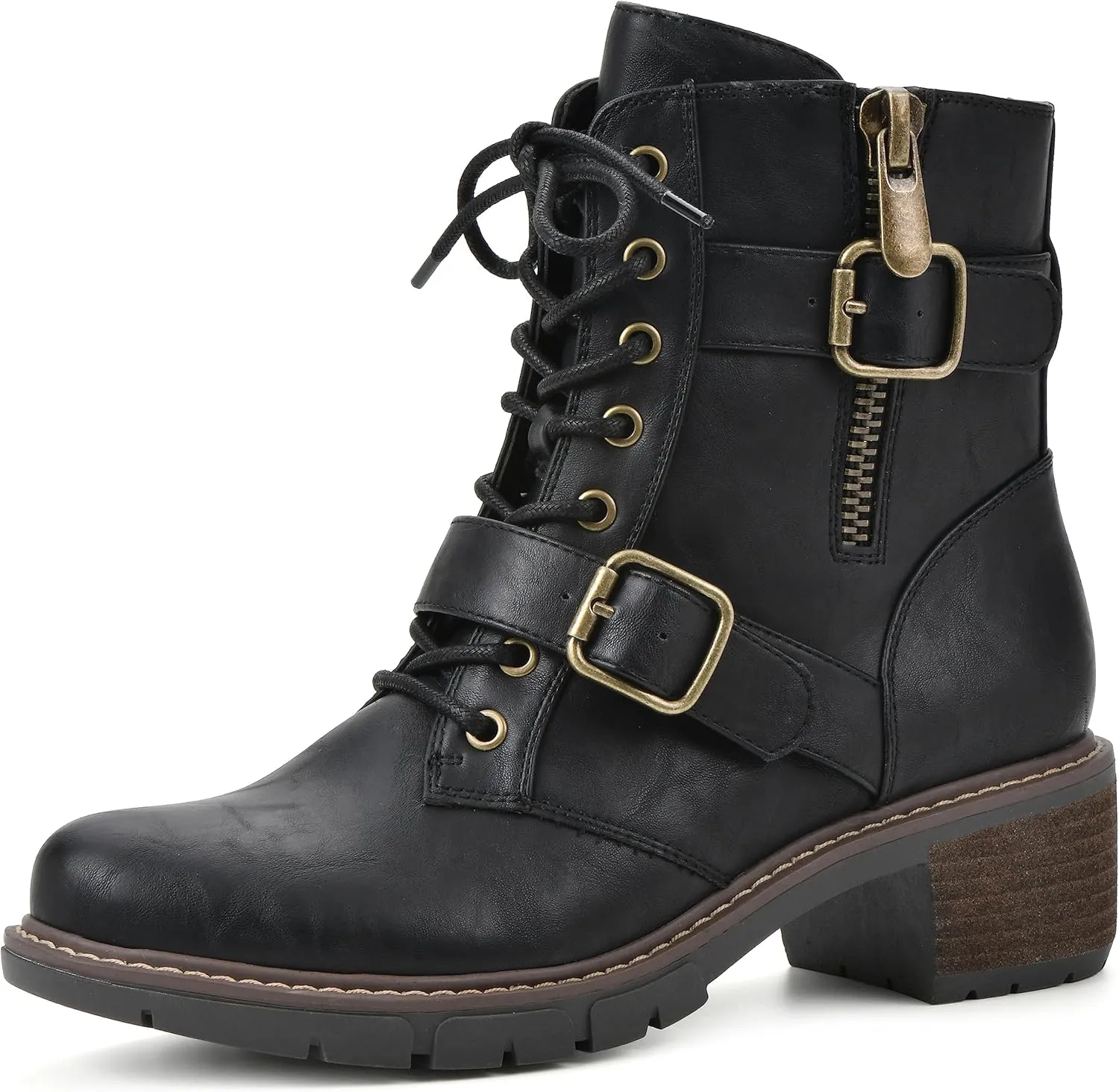 WHITE MOUNTAIN Women's Shoes Crank Block Heel Moto Boot