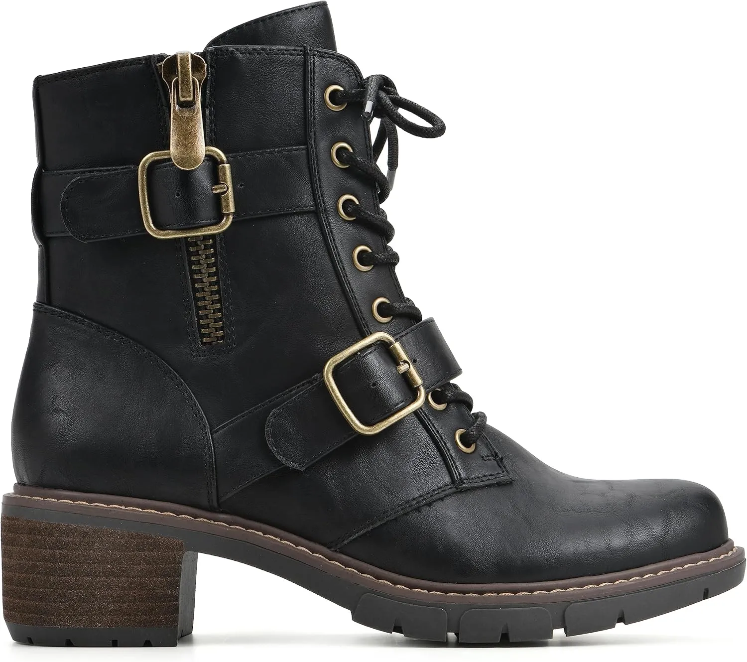 WHITE MOUNTAIN Women's Shoes Crank Block Heel Moto Boot