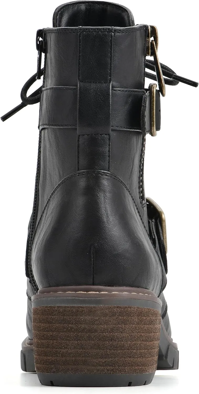 WHITE MOUNTAIN Women's Shoes Crank Block Heel Moto Boot